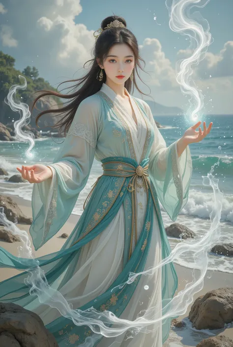 1 girl,hanfu,realistic,
(Masterpiece, high quality, best, official art, beautiful and beautiful, long-term contact:1.2),smooth movement,charming patterns,
1 girl,jade eyes,long black hair,
Portrait,alone,upper body,watching audience,detailed background,det...