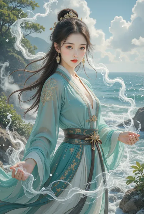1 girl,hanfu,realistic,
(Masterpiece, high quality, best, official art, beautiful and beautiful, long-term contact:1.2),smooth movement,charming patterns,
1 girl,jade eyes,long black hair,
Portrait,alone,upper body,watching audience,detailed background,det...
