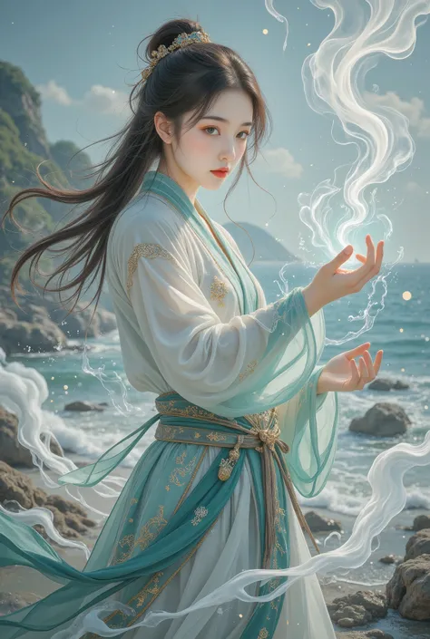 1 girl,hanfu,realistic,
(Masterpiece, high quality, best, official art, beautiful and beautiful, long-term contact:1.2),smooth movement,charming patterns,
1 girl,jade eyes,long black hair,
Portrait,alone,upper body,watching audience,detailed background,det...