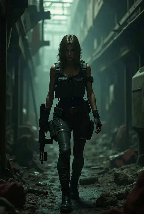  An image from the game Resident Evil ,featuring the character Regina  ,  and the name Resident Evil  