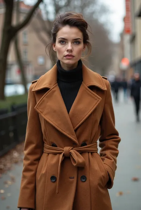 Woman with brown coat