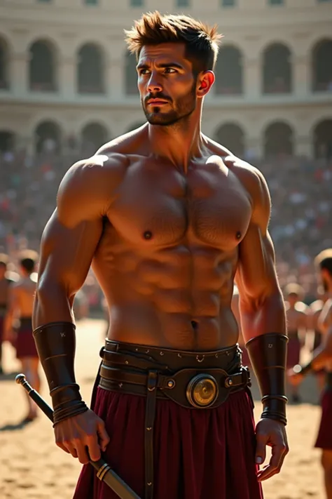 ancientrome,gladiator, handsome, well-defined and toned muscular, tall man,dark blond, centurion, legionnaires, loincloth,outdoor,male eroticism, coliseum,dapper warrior, arena,swords, attractive man, naughty man,virility,manly, blue eyes, strong sun, warr...