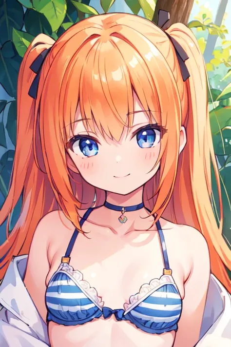 (best quality, masterpiece:1.2), ultra detailed, extremely detailed eyes and face, natural skin texture, detailed skin, natural lighting,
 chibi, 1 girl, 14-years-old, (cute),
 (two-side up), orange hair, shiny hair,
 blue eyes,
 (small breasts),
 BREAK st...