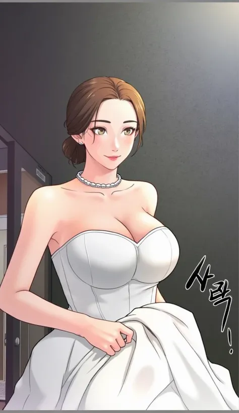 Korean, webtoon, hot, young, long hair, seductive voluptuous enlarged breasts, corset bodice, busty neckline, deep cleavage, full voluminous skirts