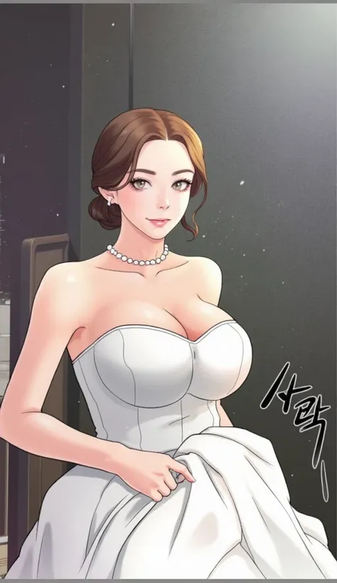 Korean, webtoon, hot, young, long hair, seductive voluptuous enlarged breasts, corset bodice, busty neckline, deep cleavage, full voluminous skirts