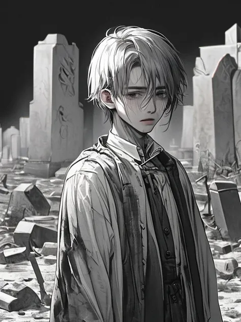 graveyard background 、 black and white、barren land、end of the century、 high resolution, masterpiece, 最high quality, high quality, quality, 高級な椅子に座る boy s、black and white background 、 boy s、 Street Fashion、 odd-eye、 boy s、 boy s、 boy s、
Standing alone in a ...