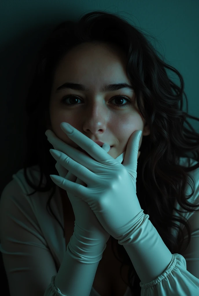 (best quality,4k,8k,highres,masterpiece:1.4),ultra-detailed,(realistic,photorealistic,photo-realistic:1.37),portrait,highly detailed medical gloves,tight white surgical gloves,killer woman,detailed facial features,lush hair,dramatic lighting,cinematic comp...