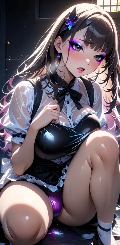 Snowy Alley  、  spread legs,   squats 、  clothes with hair tied up are visible through、 clear , Transparent Hair 、  heavy breathing 、 female orgasm、  Maid's Hair Ornament  、(   Embarrassing  ,:1.3),（  thin holographic transparent brown hair :1.2）.（ Please ...