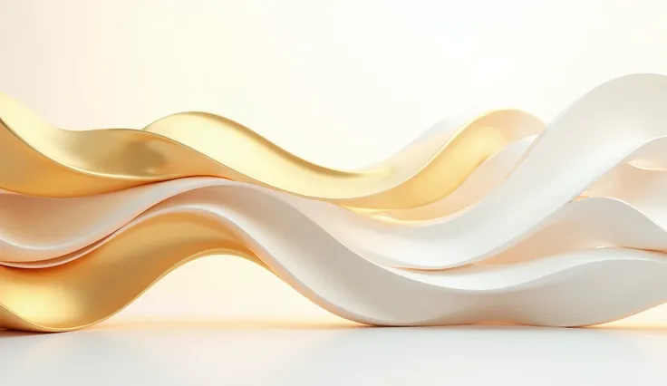 3d model full waves gradasi gold and white background