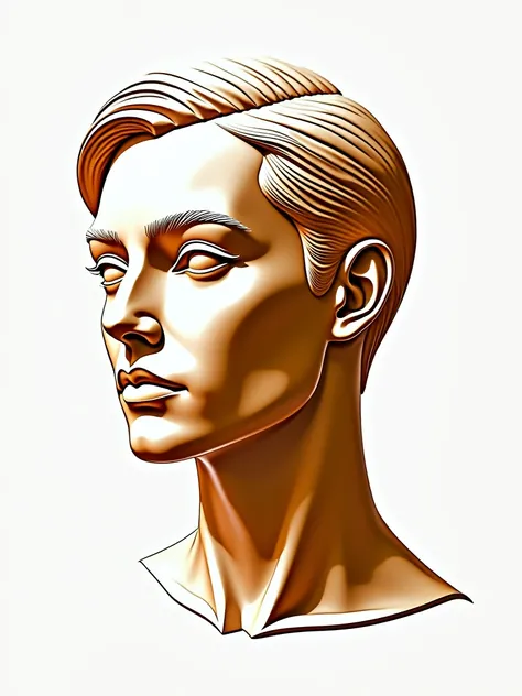  Stylized sculpture and idealized ,  with a simplified approach to the morphology of a 's head using elegant geometric blocks,  head morphology stylized in solid geometric shapes 3D , simplified in plans . 3d sculpture technique.  Use light siene tones to ...