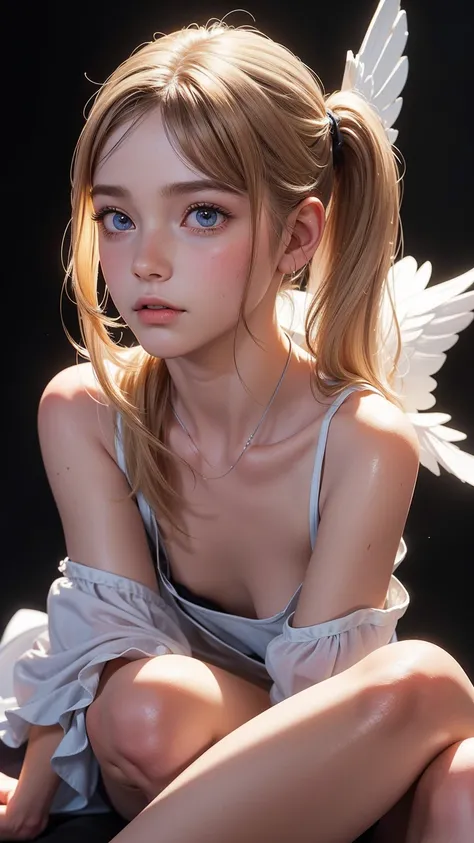 ((Best Quality)), ((masterpiece)), (be familiar with), perfect face,8K resolution,Realistic,Two elementary school students,two very cute girls ,sit,Spread your legs, raise both arms,Show both sides,whole body, from the front, looking at camera,Very small b...