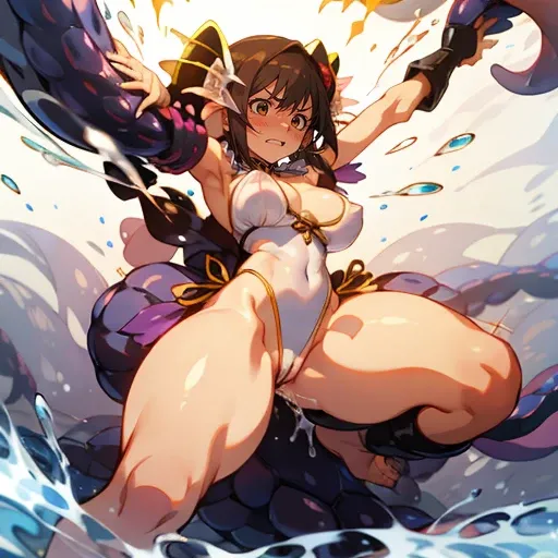 ((((gstring thong)))), ((gigantic breasts)), (transparent erect nipples), (((transparent transparent transparent white red leotard bikini fantasy warrior armor))), (((bare shoulder,))), ((slender:1.2)), (gigantic hips), (gigantic buttocks), ((())), ((((the...