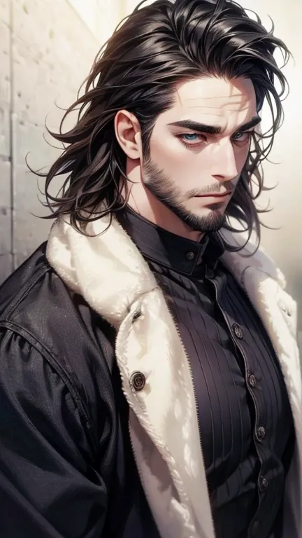 (   Better quality,4K,8k,   highres,   masterpiece:1.2),   ultra-detailed   ,(realistic,photorealistic,photo-realistic:1.37),36-year-old man,3 day beard,cute anime ,Portraits,strong,Masculine,   dark hair,sharp jaw,      mesmerizing eyes      ,   perfectly...