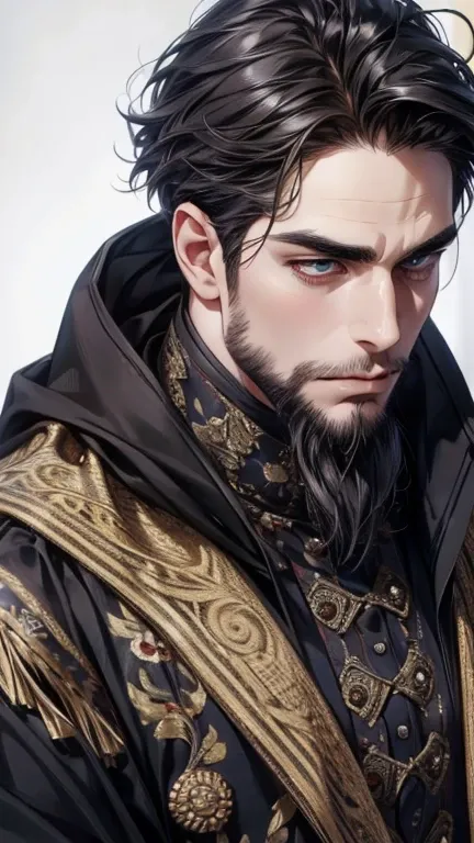 (   Better quality,4K,8k,   highres,   masterpiece:1.2),   ultra-detailed   ,(realistic,photorealistic,photo-realistic:1.37),36-year-old man,3 day beard,cute anime ,Portraits,strong,Masculine,   dark hair,sharp jaw,      mesmerizing eyes      ,   perfectly...