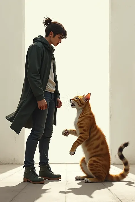 s  standing a cat they are both ready to fight