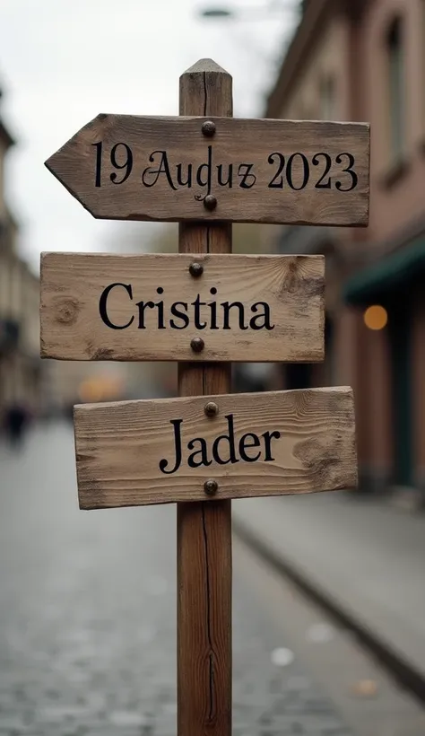 Imagine a wooden pole that indicates the directions of the street at the time of my grandparents, Those that are placed on street corners and indicate the name of the streets , I want you to generate an image for me taking into account the following condit...