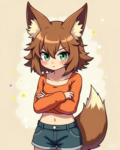 The character retains her distinct anthropomorphic wolf (or fox) features, but her overall presence has shifted to express a deep, melancholic emptiness. Her fur remains a soft, warm brown with creamy white accents on her chest, belly, and inner ears, but ...