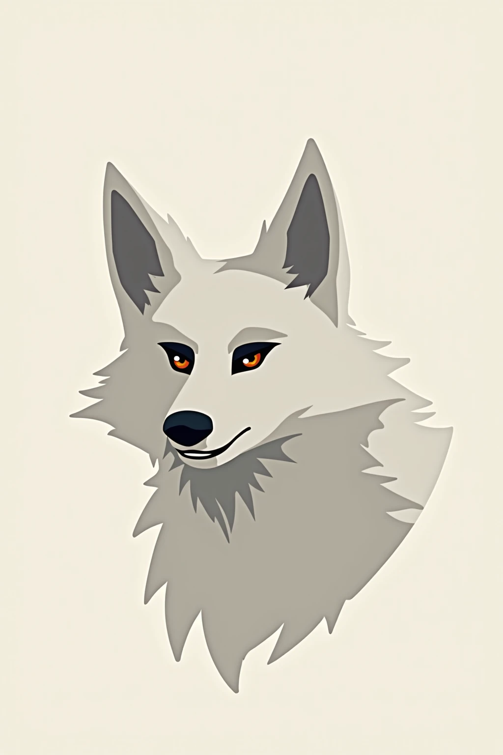 Wolf minimalist cartoon style, focused 