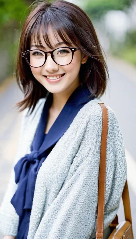  beautiful, young,  girl, gal fashion , Japanese,smile,Glasses