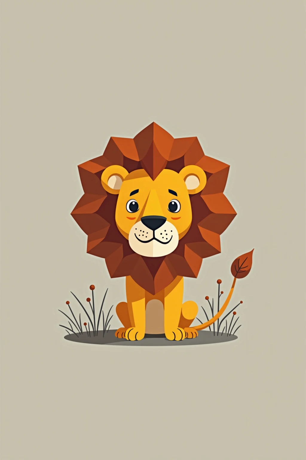 Lion minimalist cartoon style, focused 