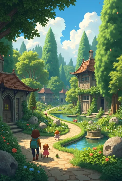 Ghibli style English garden