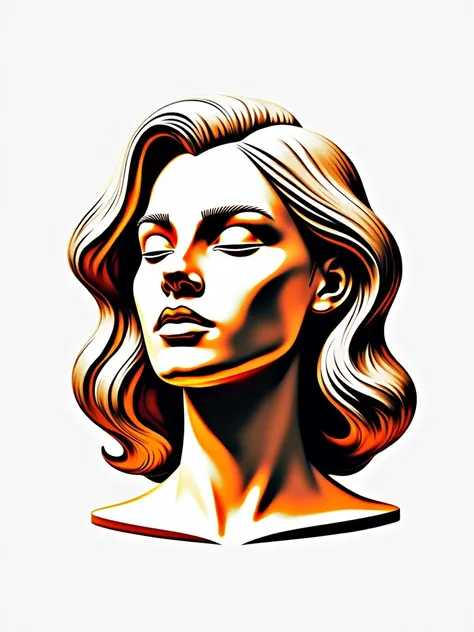 Stylized and idealized painting,  with a simplified approach to the morphology of a 's head using elegant geometric blocks,  head morphology stylized in solid geometric shapes 3D , simplified in plans . 3d sculpture technique. It uses reduced use of siene ...