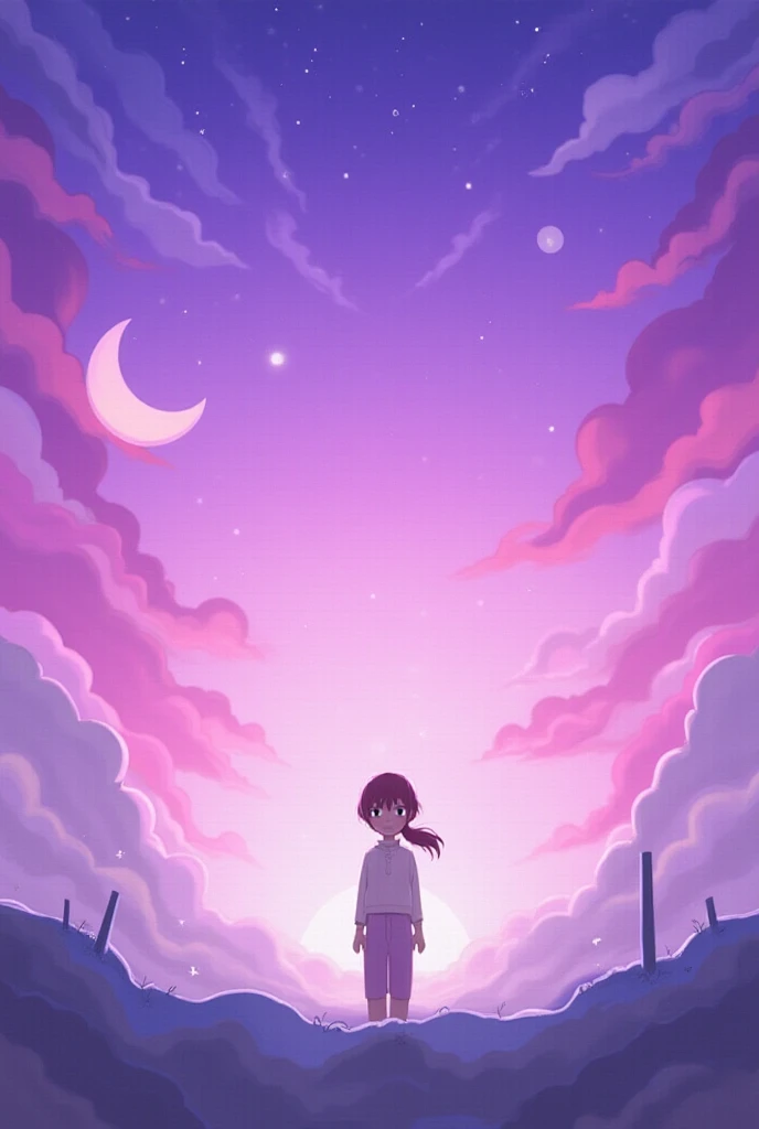 Add to the previous image and the color is purple on top　・The bottom is a gradation of pink　・Nohara's assertiveness is also weak　・Please place the crescent moon in the upper left corner