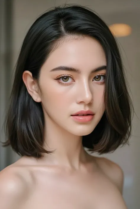 Mai Davika Hoorne, beautiful pale skin Russian woman holding her chest for a tits job, ultra detailed facial features, UHD, 16K, RAW, natural eyes, photorealistic, soft lighting, (((nude))), (((naked))), POV, tits fuck, tits job, ((big breast)), tight clea...