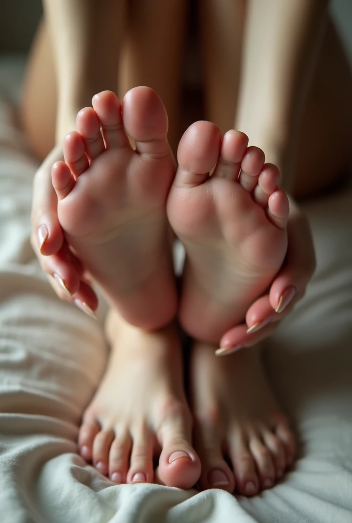  Very white female feet,  finger details , sexy fingers , sensitive , detailed , realistic, çok ateşli, foot base , Underfoot, terlemiş foot base ,  feet outstretched , six visible feet , foot base  görüntüsü,