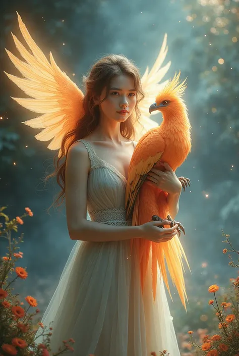 maiden with pet pheonix and holding name "Ella"