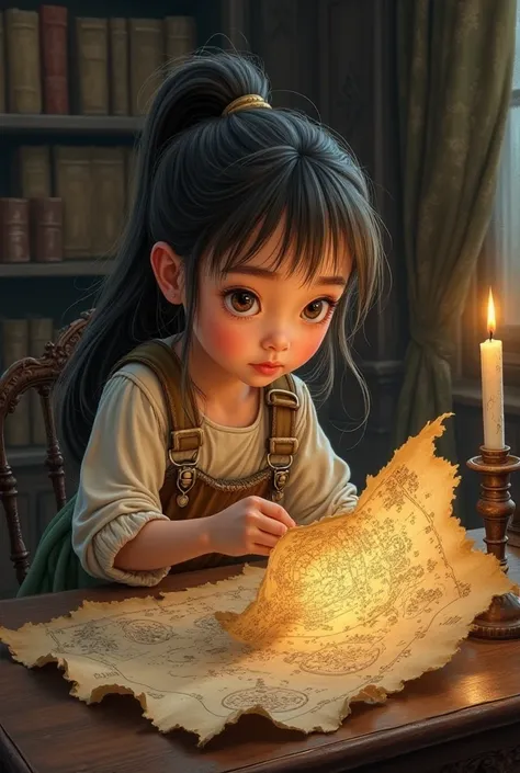 Drawing of a girl finding a map