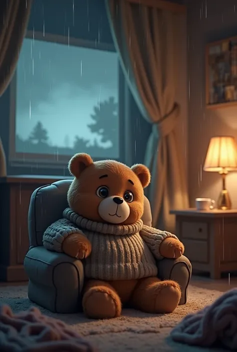 Chibi bear watching movie in mala m day black and white picture so that it can be colorful