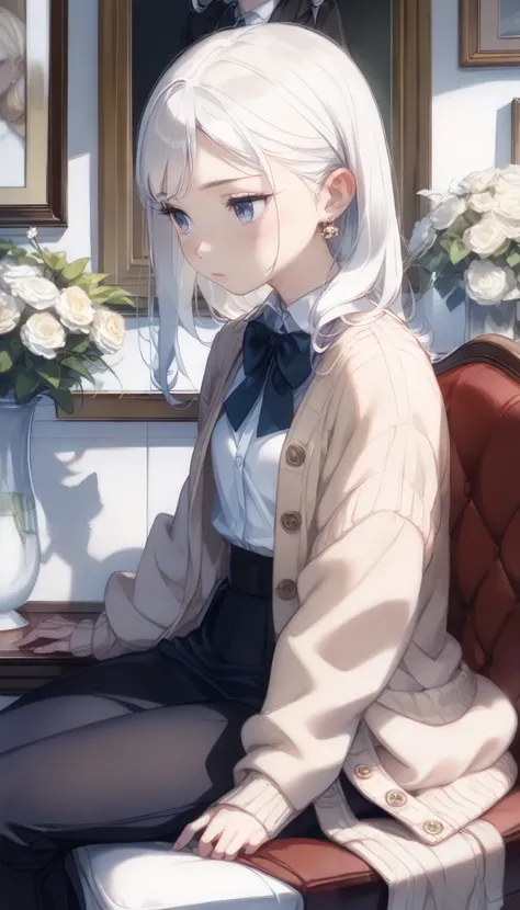 (( Masterpiece)), super real , top quality, (( complicated details)), RAW photos 、 film grain、
BREAK
1 girl, (((A cat on a girl's lap、White Persian Cat:1.5、classy cat)))、Classy small breast 、 eroticな表現、 erotic、 looks away、Very thin fabric cardigan...