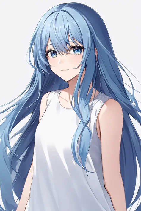  1 girl, solo,  long hair,  high resolution,  high resolution,  simple background, Blue Hair/ light blue hair,