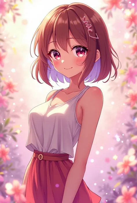 Cheerful and sexy anime girl for profile photo.