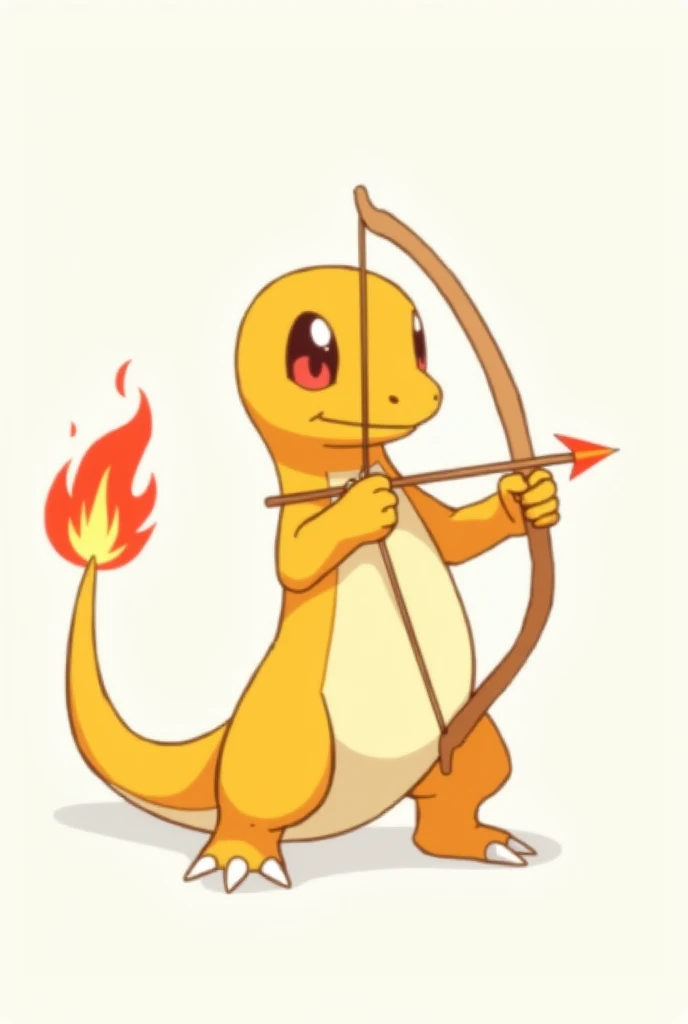 draw charmander shooting a bow and arrow as a simple sketch