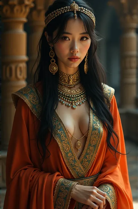 Asian Woman in Egyptian Dress and Jewelry 
