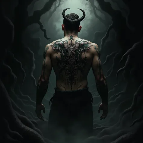 demonic tattoo, dark scary atmosphere