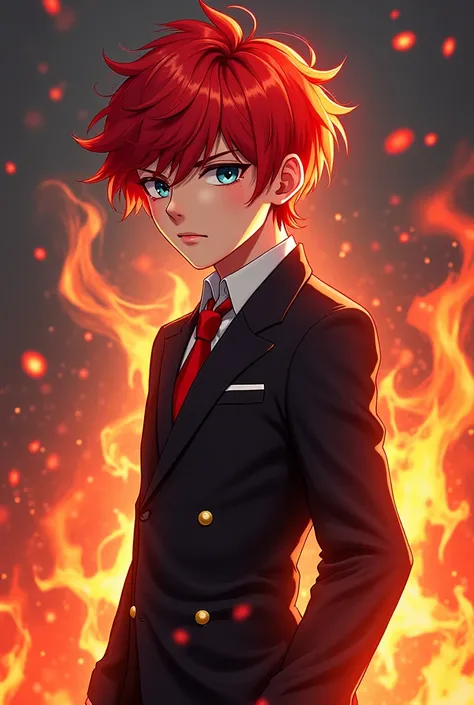 
 Create an anime character who is an Aries has a mysterious look, Does she have modern red hair,It's quiet ,  he was born in the González house , he was educated by his teacher ,  his physique is thin , Uniform dress,  he has different colored eyes each o...