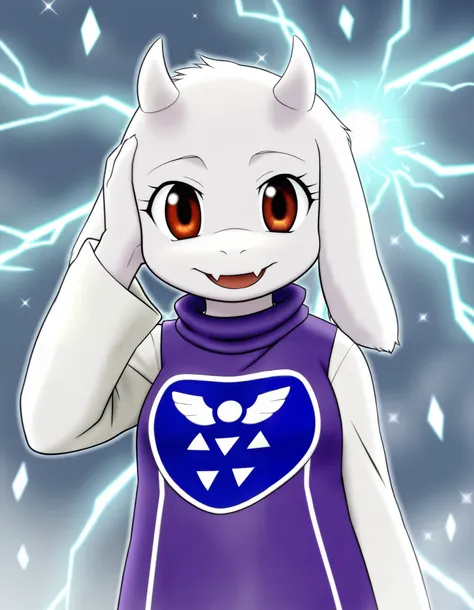 furry, fur whiter, 2D, BREAK, 1girl, solo, Toriel, young