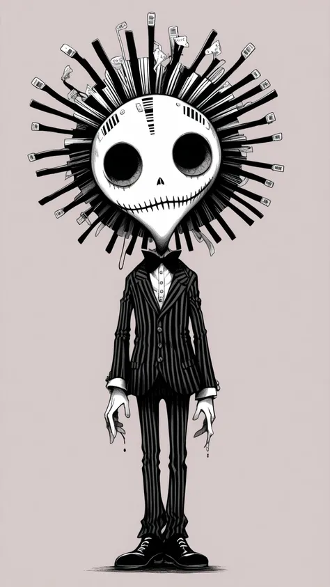   Tim Burton's style、barcode head 