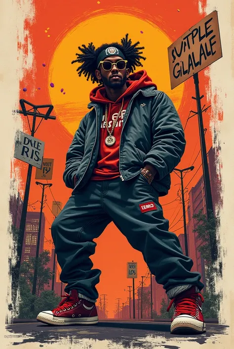 Create a hip hop art and including sentence back ground remove 