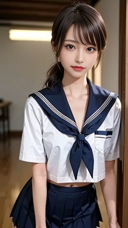  Perfectly composed drapes ,  proper placement in office clothes,  golden ratio, ( Masterpiece,   top quality:1.331),  front view of the company:1.331, 1 Beautiful Japanese Woman , Cute 1 woman ,  alone,   blurry background,  perfect anatomy :1.331, Clear ...