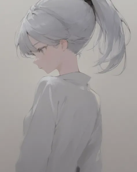 Beautiful girl with gray hair and ponytail