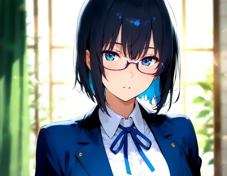 Miharu has short, black hair (blue in the anime) and blue colored eyes. As she is short-sighted, she wears a pair of glasses. She is one of two characters with the biggest busts in the series, which even Keita notices when he first hugs her.  