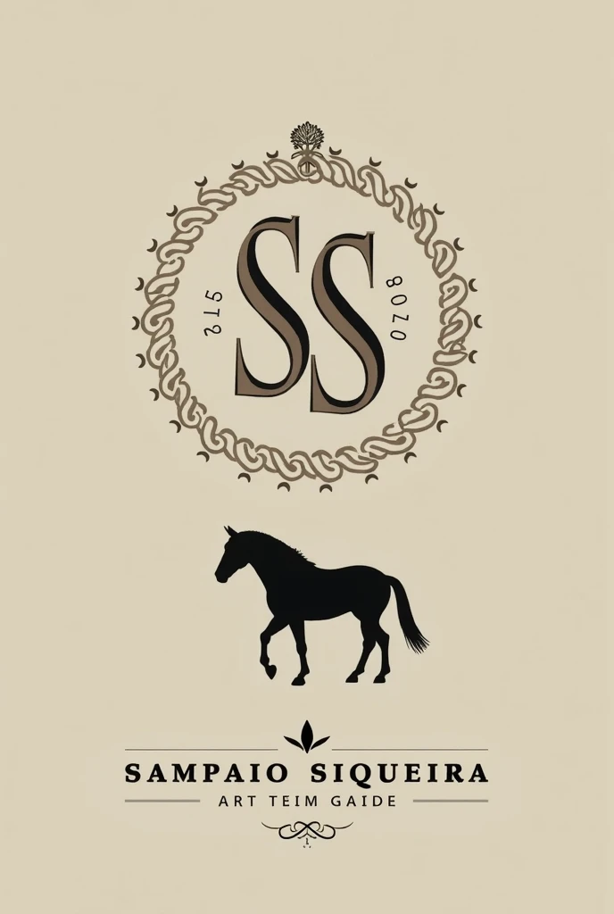 Create logo for a horse breeding farm with the name Sampaio Siqueira and the acronym SS