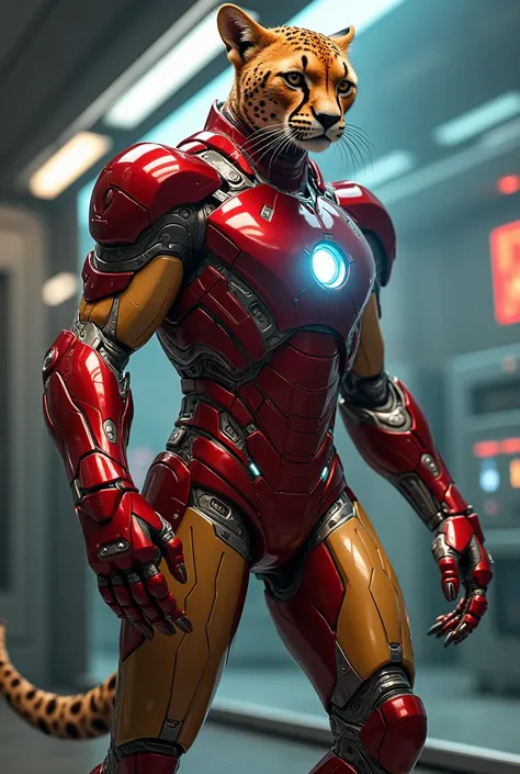 Cheetah in iron man costume