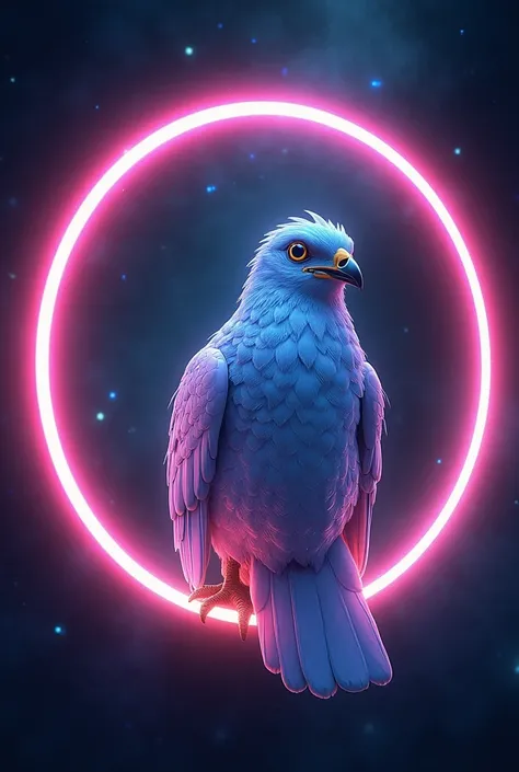 I want that bird to be inside a neon circle and to look heavenly 