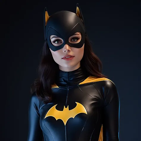 A beautiful girl 18 years old .wearing a bat girl latek costume