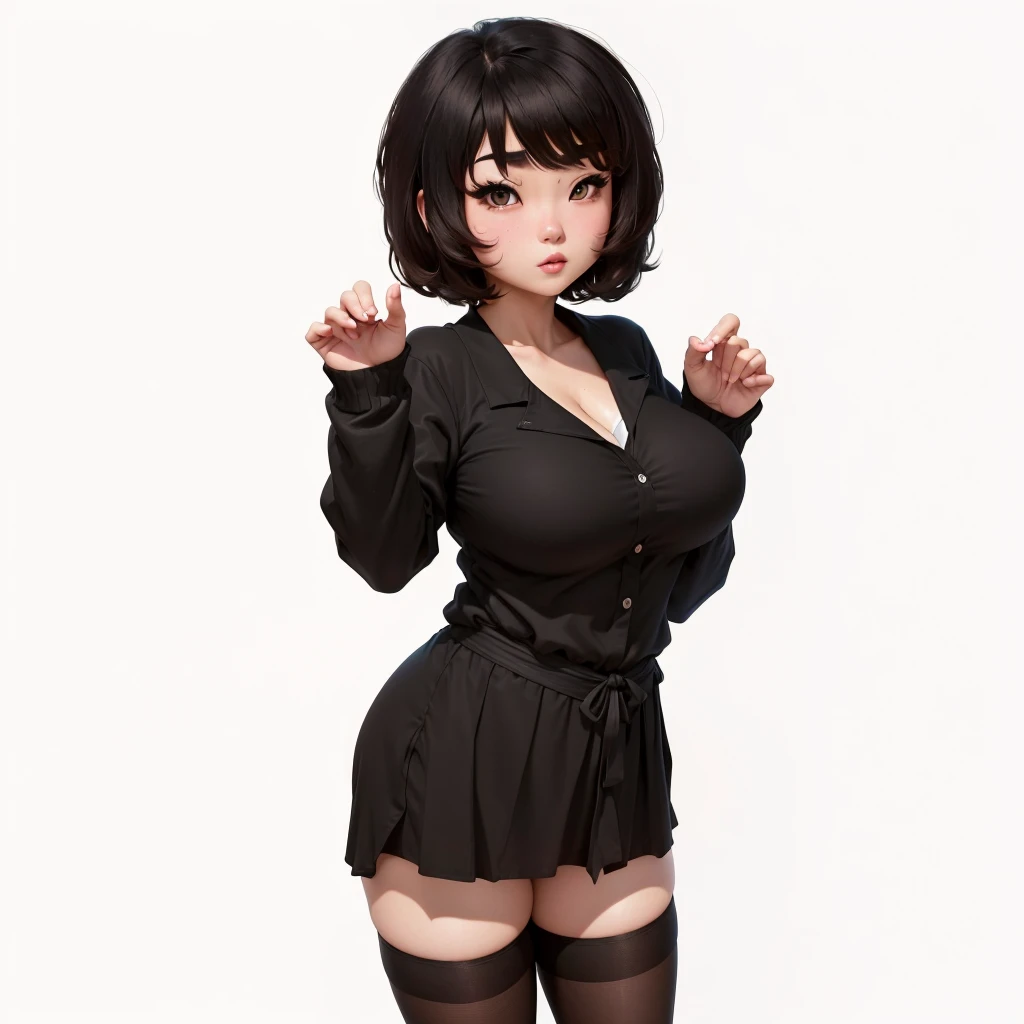 anime girl in black jacket and stockings posing for camera, anime moe artstyle, anime girl wearing a black dress, ecchi anime style, seductive anime girl, (anime girl), cute anime girl, attractive anime girl, full body!!, full_body!!, anime full body illus...